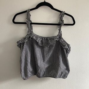 American Eagle Gingham Spaghetti Strapped Crop Top Checkered Print